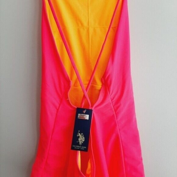 U.S. POLO Assn. - NEW One Piece Swimsuit Pink & Orange Sz XL - Picture 10 of 12